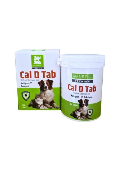 Nanbell Cal D Tab Kedi Ve Köpekler İçin Kalsiyum + D3 Takviyesi 120 Tablet Kemik Ve Diş Gelişimini