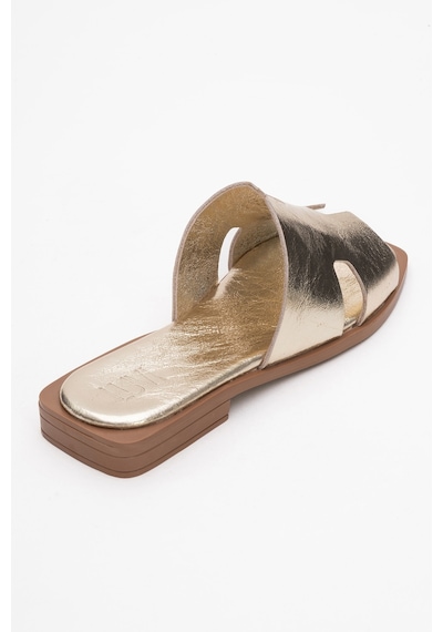 Luvishoes Jez Altın Hakiki Deri Kadın Terlik Altın