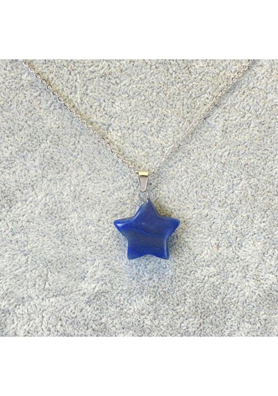 Sertifikalı Lapis Lazuli Doğal Taş Yıldız Kesim Kolye Çok REnkli