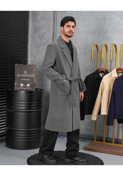 Modefendi %60 Yün Oversize Torba Cep Yüksek Kalite Oversize Kaban Antrasit