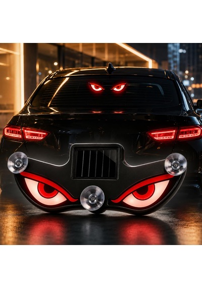 Vantuzlu Solar Güneş Enerjili Ve Şarj Edilebilir Devil Eyes Araç Işıkları Ön/arka/yan Cam İçin Usb Bağlantılı Led Işıkları Kırmızı-sarı