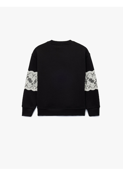 Koton Uzun Kollu Bisiklet Yaka İşlemeli Sweatshirt Siyah 6wkg10122ak SiYAH Koton Uzun Kollu Bisiklet Yaka İşlemeli Sweatshirt Siyah 6wkg10122ak SiYAH
