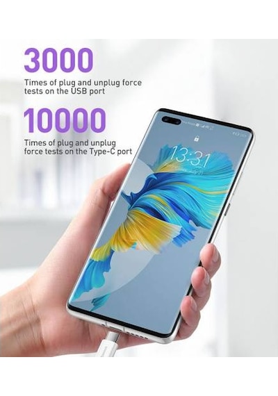 Baseus USB to TYPE-C PD 66W 1M Ultra Hızlı TYPE-C Şarj Kablosu Huawei Xiaomi Şarj Kablosu