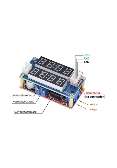 Ekranlı Xl4015 5a Volt Amper Ayarlı Cc/cv Voltaj Düşürücü Modül