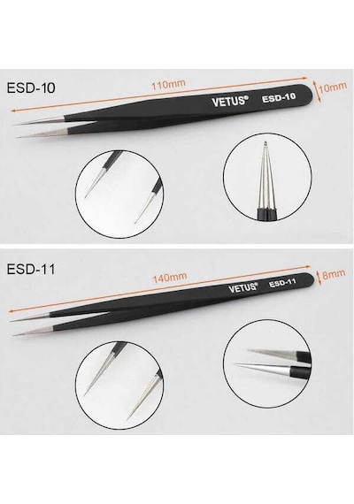 Esd Hassas Elektronik Cımbız Seti Antistatik Çelik Tweezer Set - 6 Çeşit