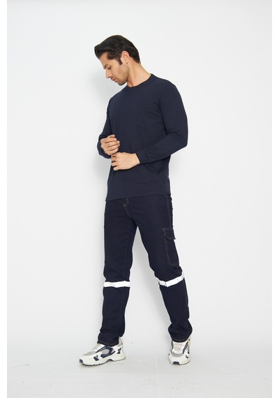 Mervem Uzun Kol Sıfır Yaka Sweatshirt Lacivert