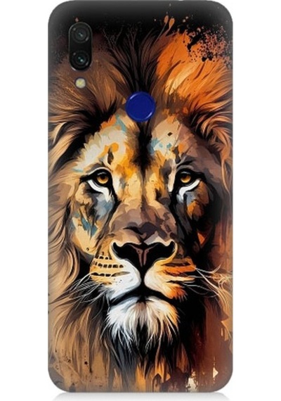 Xiaomi Redmi Note 7 Uyumlu Sarı Kırmızı Kral Aslan Desenli Silikon Kılıf