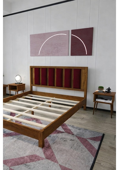 Renazzo Ori On Bordo Puf Başlıklı Masif Ahşap Karyola Ceviz 120x200 Ceviz - 120 X 200 Renazzo Ori On Bordo Puf Başlıklı Masif Ahşap Karyola Ceviz 120x200 Ceviz - 120 X 200