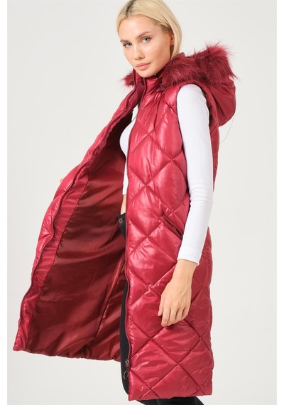 Z6717 Dewberry Bayan Yelek-düz Bordo Düz Bordo