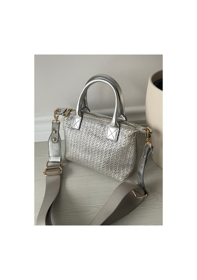 Nura Collection Gümüş Hasır Kadın Mini Mektup Model El Ve Omuz Çantası Gümüş - 851608308 Gümüş