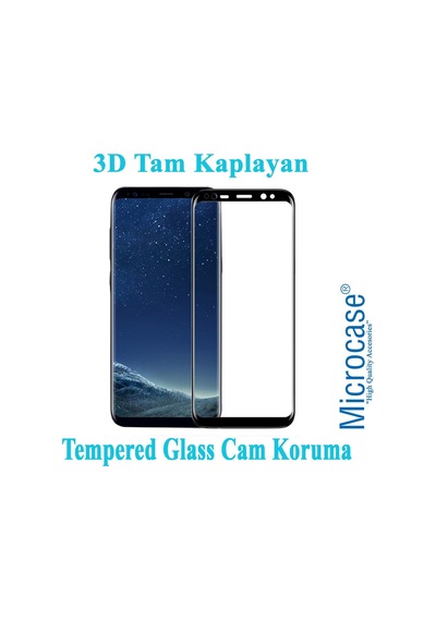 Microcase Samsung Uyumlu Galaxy S8 3D Curved Tam Kaplayan Tempered Glass