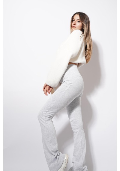 Ckm Moda Tari İspanyol Paça Ribana Pantolon Gri