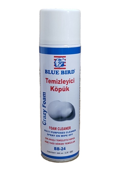 Blue Bird Crazy Foam Köpük Temizleyici Sprey 500 Ml Çok Amaçlı Yağ Gres Sökücü Makine Koltuk Halı