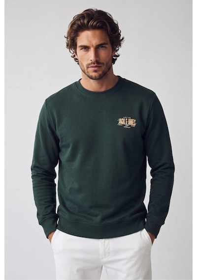 Jack & Jones Jack&jones 12298492 Jjaero Sweat Crew Neck Scarab Erkek Sweatshirt Yeşil