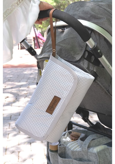 Bebek Çanta Alt Açma Minderi Alt Değiştirme Pedi, Taşınabilir Bakım Çantası, Clutch Seri, Gri Gri