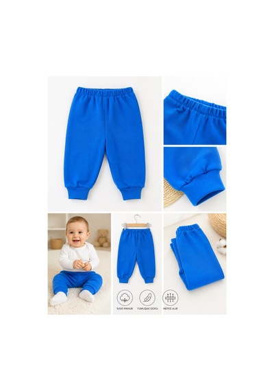H&c Coolboy H&c %100 Pamuk Penye Bebek Tek Alt Pantalon 0-36 Ay Mavi