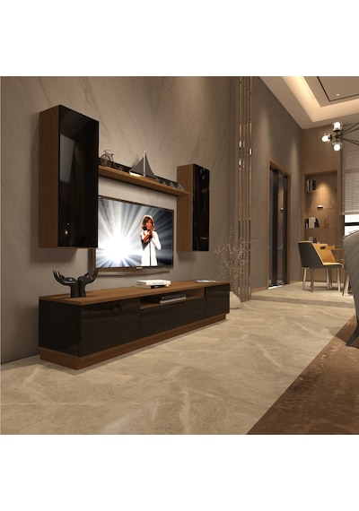 Decoraktiv Trio 5ds Mdf Tv Ünitesi Tv Sehpası Ceviz - Siyah