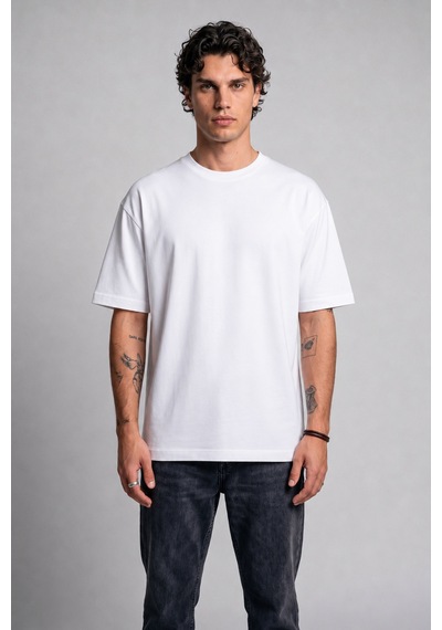 Black Nova Oversize Baskılı Unisex %100 Pamuk T-shirt Ghost Rider Beyaz