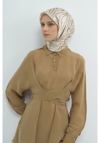 Armine Saf İpek Sura Eşarp-2026 İlkbahar-yaz- 95110d Vizon - Krem