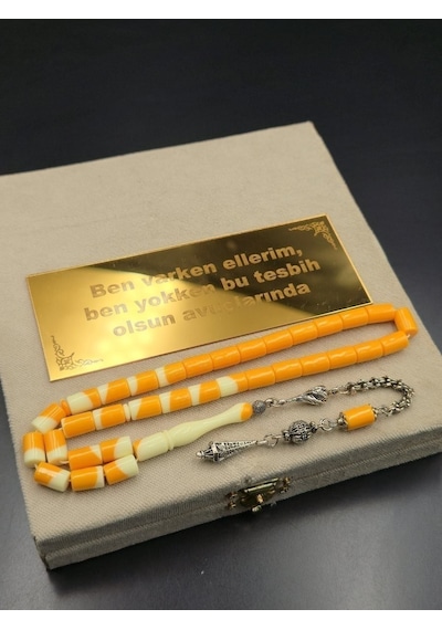 Bilardo Beyrut Benzetme Tespih Beyaz - Turuncu