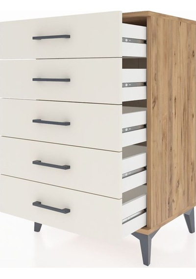 Hyperion Komodin 5 Çekmeceli 60x44x96 Çam-aytaşı Çam