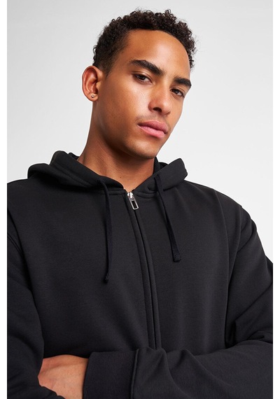 Lescon 25nteb001263 Erkek Fermuarlı Kapşonlu Sweatshirt Siyah