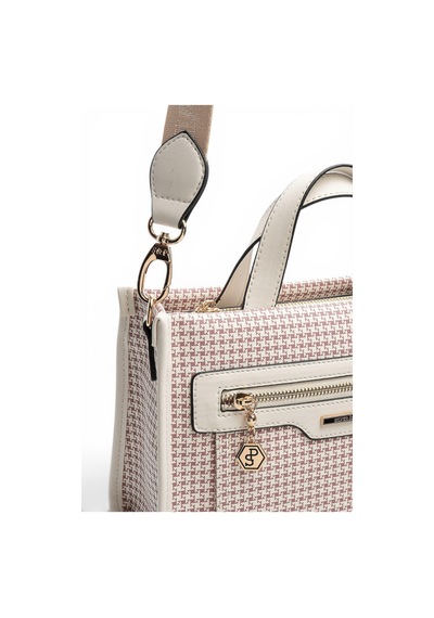 Silver & Polo Silver Polo Bordo - Kemik Kaz Ayağı Ekose Kadın El Çantası Sp1271