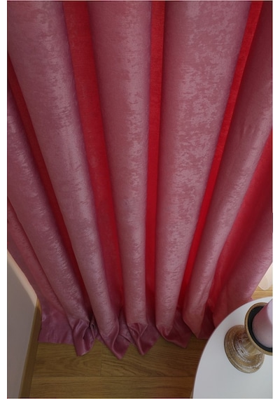 Evdepo Home Pembe Düz Renk Pileli Soft Fon Perde Pile Tek Kanat Pembe