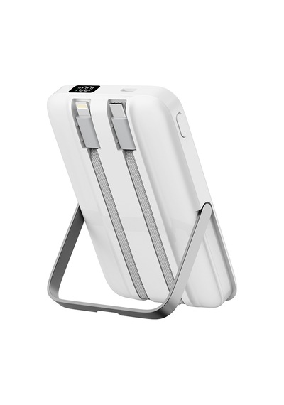 Wiwu Wi-p077 Pionner Serisi Wireless Şarj Ve Pd 20w Hızlı Şarj Standlı Powerbank 15w 10000mah Beyaz Beyaz