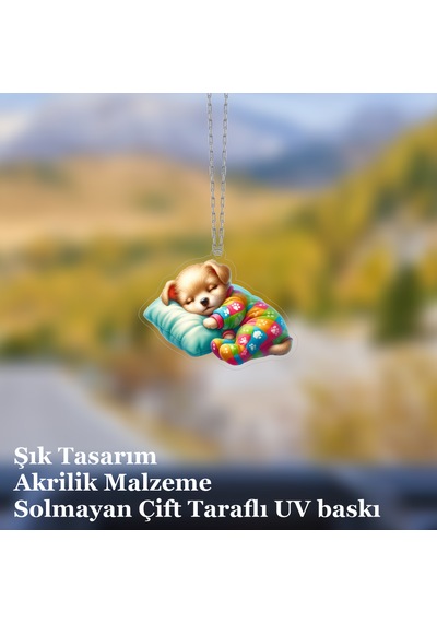 Araba Ayna Süsü, Araba Süsü, Çanta Aksesuarı - Bebek Köpek - Pleksi Malzeme, Uv Baskılı - 028 8x6 Cm