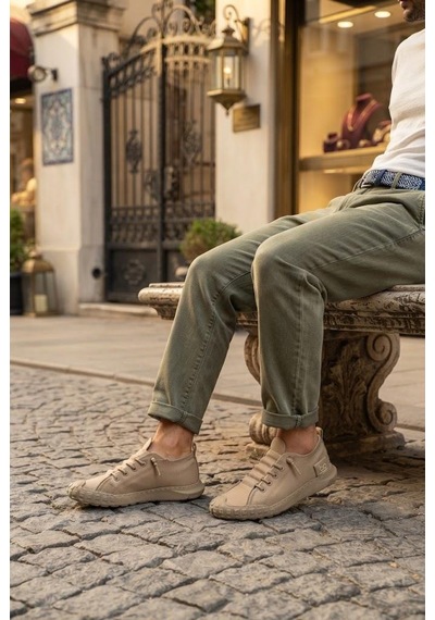 Fort 2065 Bst Rahat Esnek Lastik Bağcıklı Sneaker Erkek Ayakkabı Vizon