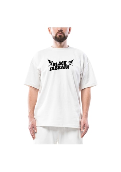 Black Sabbath Logo Oversize Beyaz Tişört