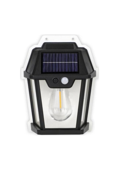 Sensörlü Solar Güneş Enerjili Bahçe Balkon Armatürü- Sarı Işık Rustik Ampul Dahil