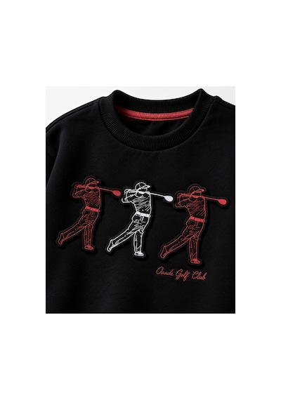 Overdo Kids Erkek Çocuk Kabarma Baskılı 2ip Sweatshirt Siyah