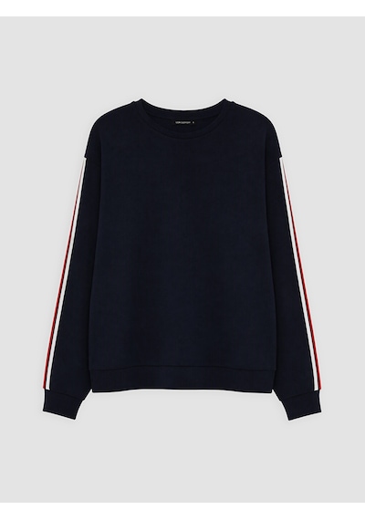 Lcw Everyday Lacivert Şeritli Soft Touch Kadın Sweatshirt