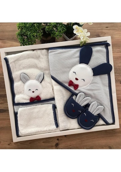Yeni Kolleksiyon Erkek Bebek Havlu Bornoz Seti L100826 Bebek Doğum si Bej