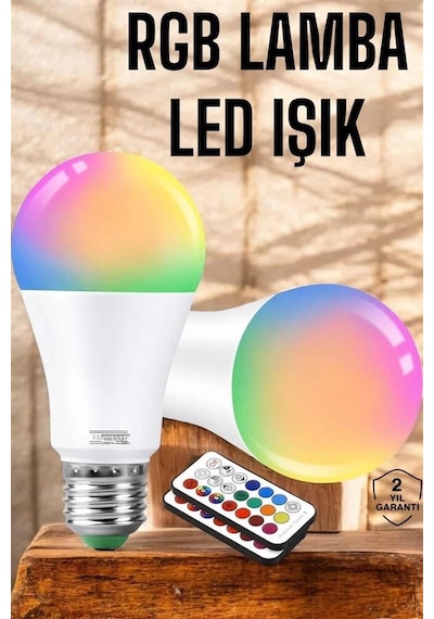 Mey İthalat Rgb Led Lamba Led Işık Ampul Renk Değiştirebilen 100 Watt Çok Renkli 82603605