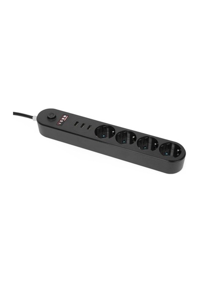 Axe Tools Akıllı Priz Sistemi Siyah 4 Priz 3 Usb Port Aç Kapa Yüksek Akım Koruma