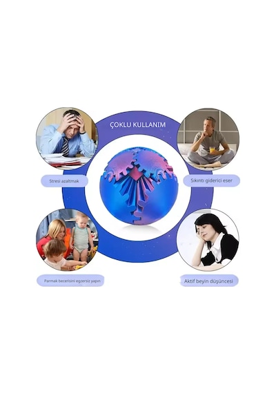 3d Baskılı Dişli Top Pla Malzeme, Stres Giderici Dönme Oyuncağı, Taşınabilir Spinner Küre Mavi