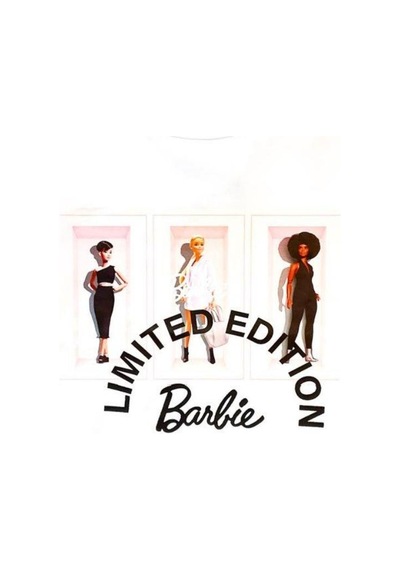 Zekids Kız Çocuk Pamuklu Mevsimlik İnce Uzun Kol Barbie Tshirt-14474 Beyaz