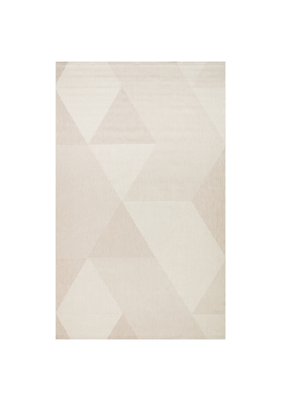 Mona Mn03 Geometrik Desenli Bej Modern Salon Halısı Hav Toz Vermez Kaymaz Tabanlı