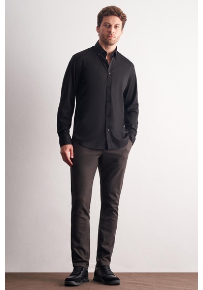 İmza Siyah Düğmeli Yaka Örme Uzun Kol Performans Ürün Slim Fit Esnek Gömlek 1004255270 Siyah İmza Siyah Düğmeli Yaka Örme Uzun Kol Performans Ürün Slim Fit Esnek Gömlek 1004255270 Siyah