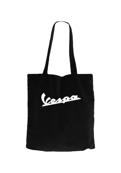 Vespa Logo 3 Siyah Kanvas Bez Çanta Siyah