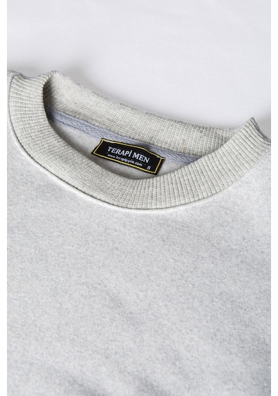 Blackjack Giyim Unisex Gri Önü Veaven Baskılı Oversize Kalın Iki Iplik Şardonlu Bisiklet Yaka Sweatshirt Gri1