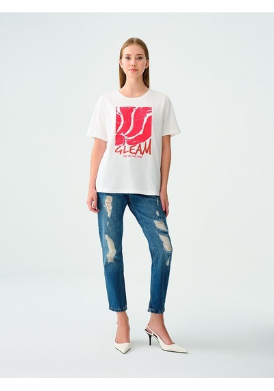LOFT Regular Fit Kadın Tshirt K.kol Lf2036618 Q1.v1 Beyaz