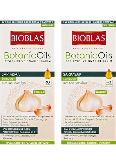 Bioblas Botanic Oils Sarımsak Özlü 360 Ml Şampuan Tüm Saçlar X 2 Adet Tüm Saç Tipleri