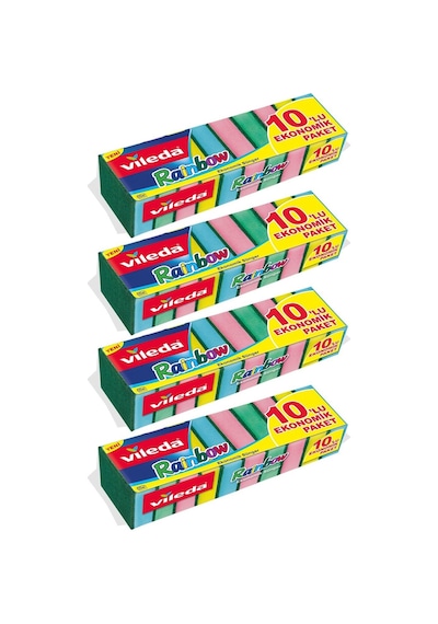Vileda Rainbow Ekonomik Bulaşık Süngeri 4 x 10'lu