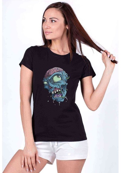 One Piece Zombie Baskılı Siyah Kadın Tshirt (534666079)