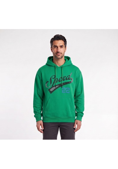 Blow Up Speed 22 Baskılı Kapüşonlu Yeşil Erkek Sweatshirt 12494 Siyah