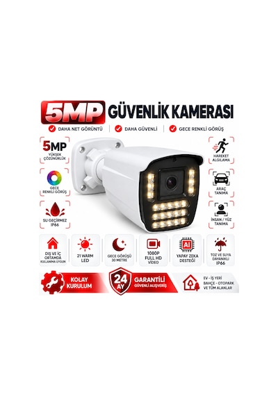 14 Kameralı Güvenlik Kamerası Seti 5mp Yapay Zeka Gece Renkli Görüş 21 Warm Led Ultra Hd 521w